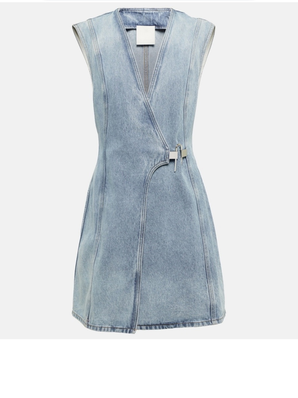 Givenchy Light Blue Washed Denim Wrap-Style Dress